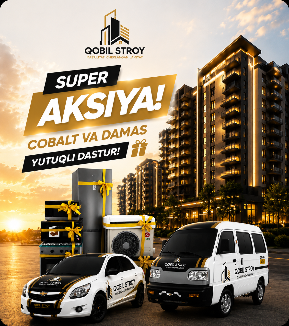Qobil Stroy qurilish kompaniyasining barpo etgan ko'p qavatli turar joy majmuasi binosi